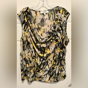 Jones Studio Multicolor Abstract Top (3X) (yellow with black primary colors)